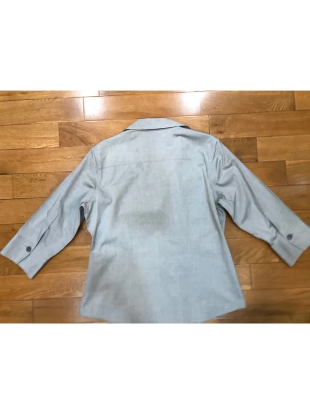 Foxcroft 100% Cotton Non Iron Light Gray 3/4 Sleeve Fitted Career Top Size 10P